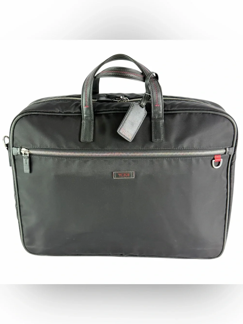 TUMI Black Nylon Leather Briefcase Bag